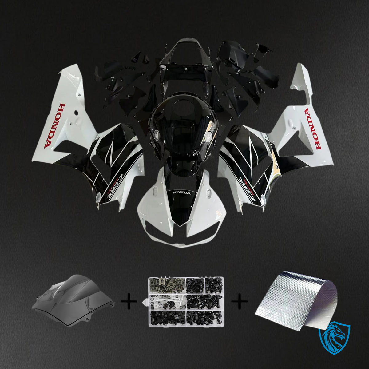 Honda CBR600 (2013-2020) White & Black Style2 - Fairing Kit