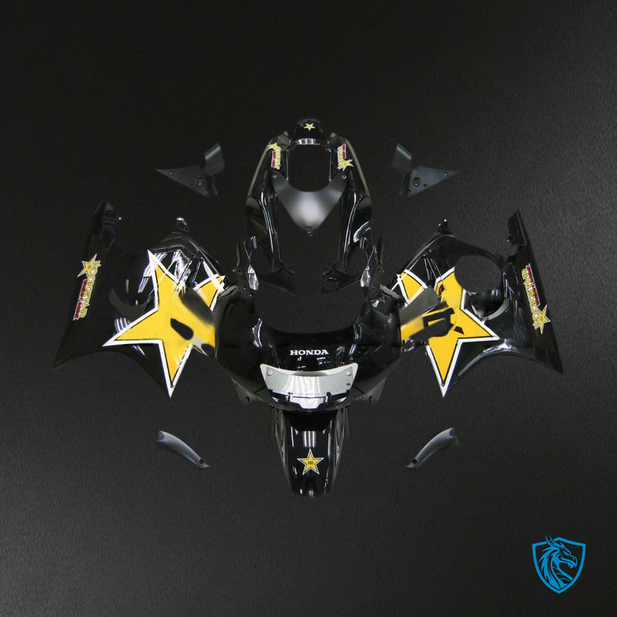 Honda CBR600 F3 (1997-1998) fairing set Black and Yellow ABS Bodywork