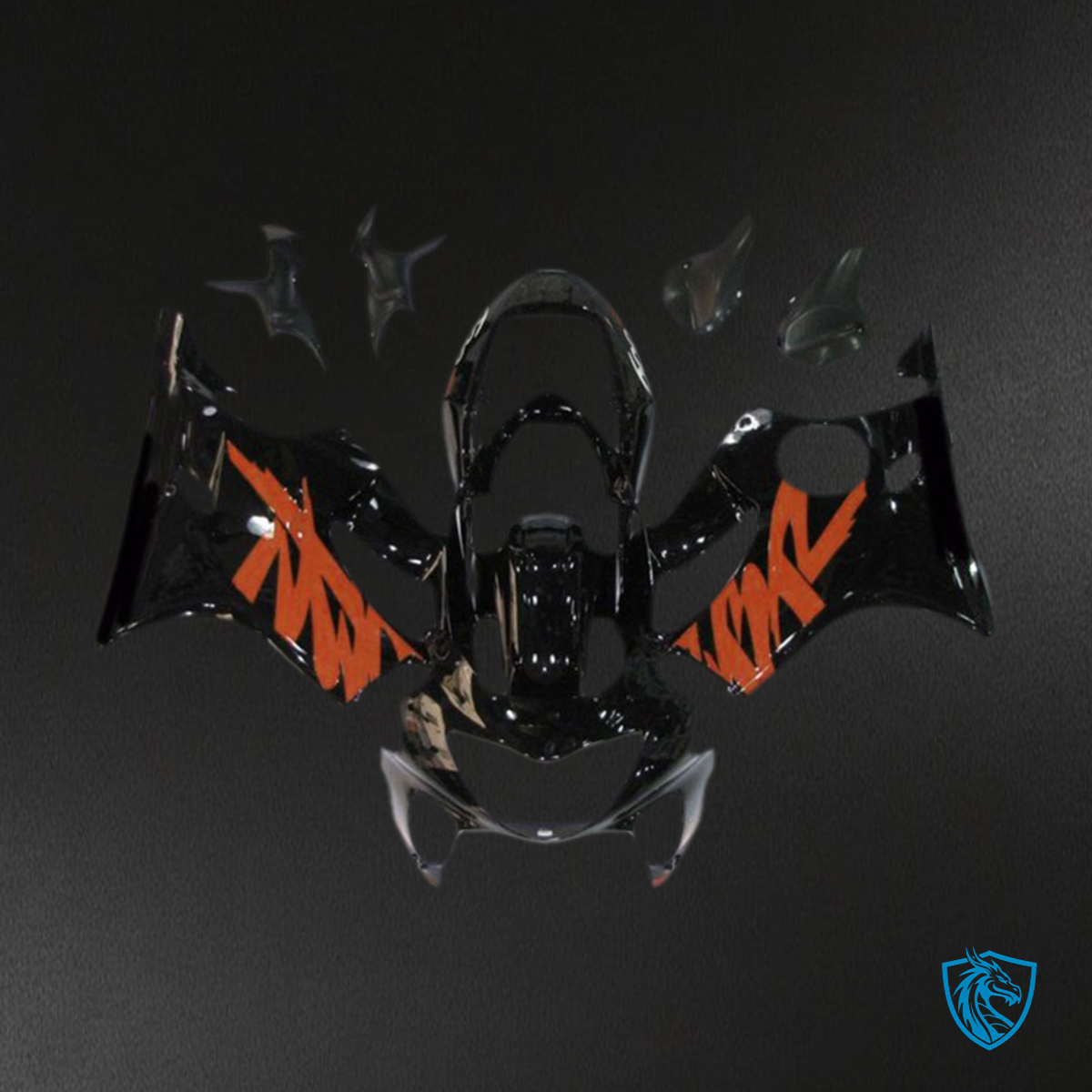 Honda CBR600 F4 (1999-2000) Gloss Black & Orange - MERGEment Motorcycle Fairings Kit
