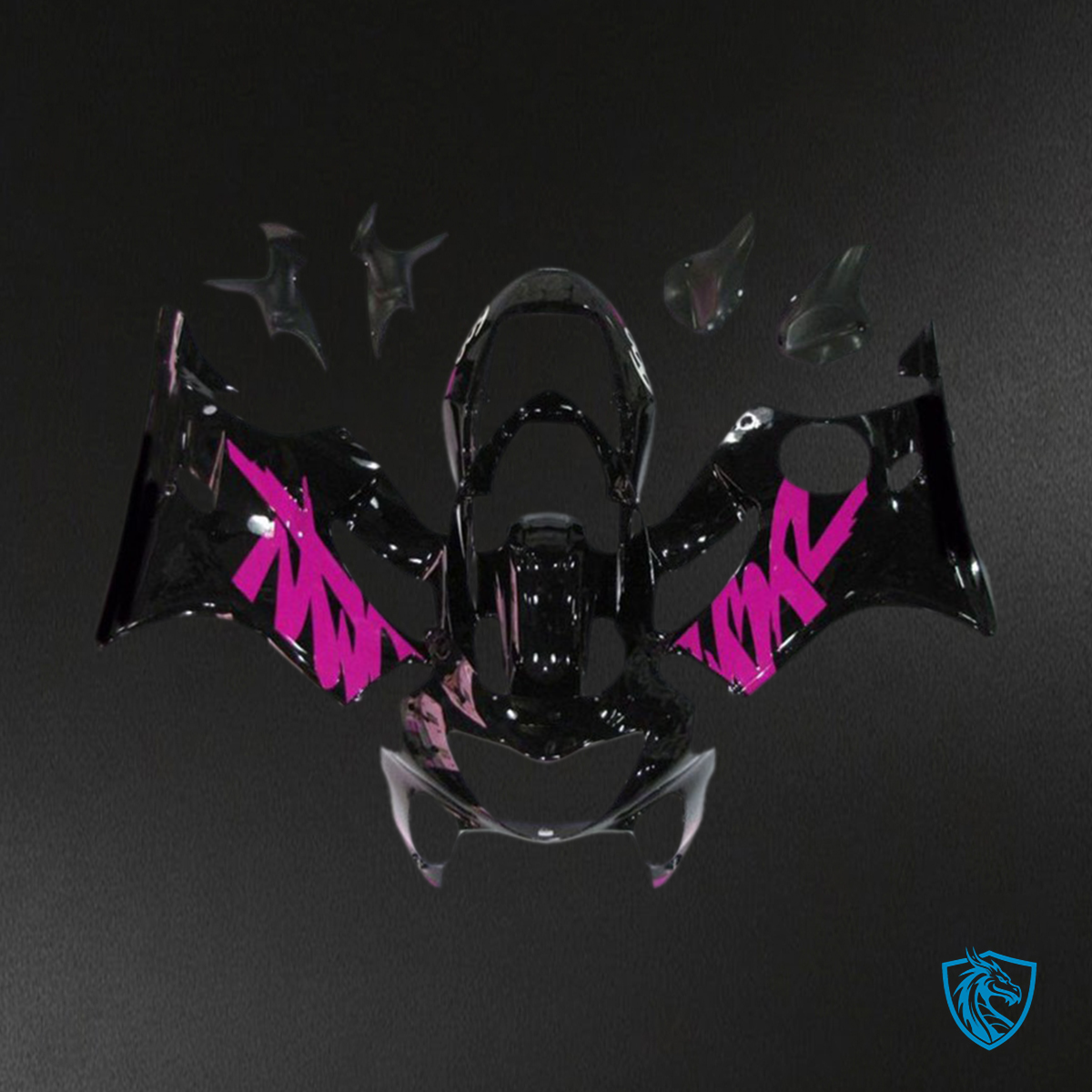 Honda CBR600 F4 (1999-2000) Gloss Black & Pink Fairing Kit - Aftermarket ABS Bodywork