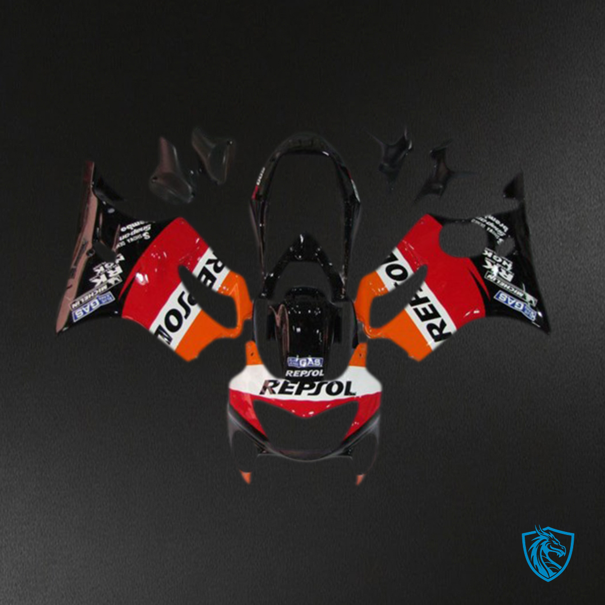 Honda CBR600 F4 (1999-2000) Repsol Red, Orange & Black - MERGEment Motorcycle Fairings Kit