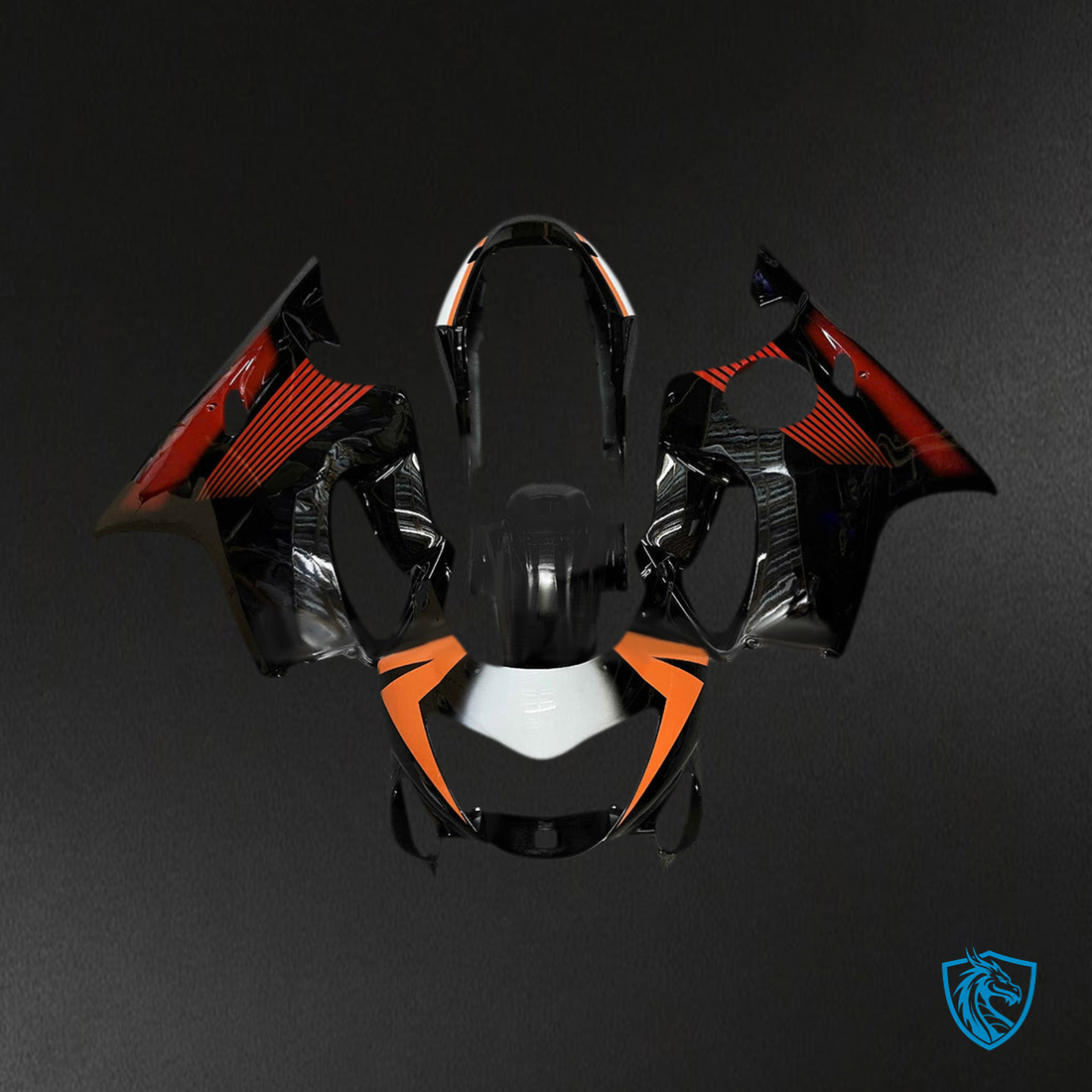 Honda CBR600 F4 (1999-2000)  Fairing Kit- Gloss Black & Red with Orange & White - ABS Bodywork