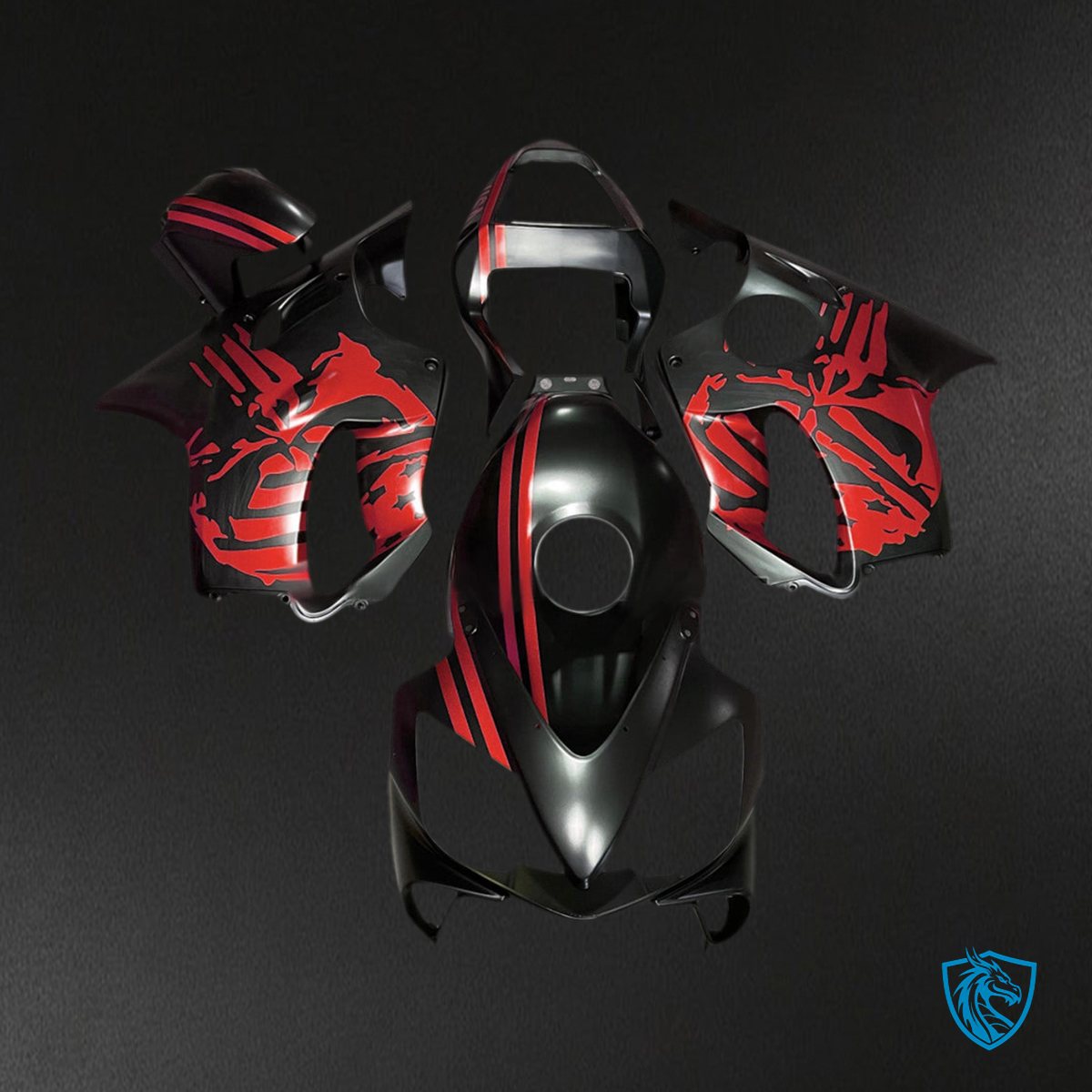 Honda CBR600 F4i (2001-2003) Fairing Kit - Matte Black and Red - ABS Bodywork