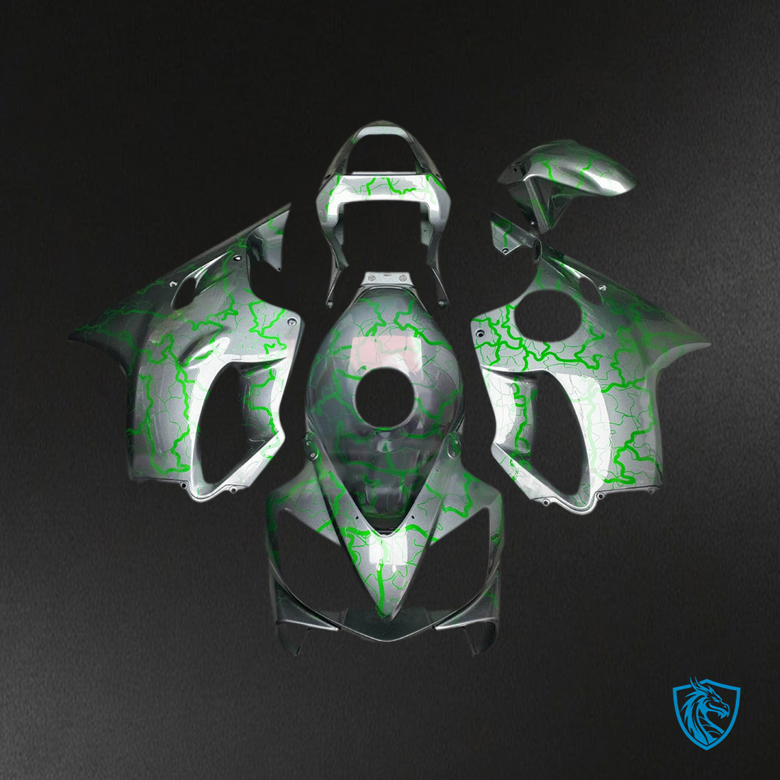 Honda CBR600 F4i (2001-2003) Fairing Kit - Grey and Green Line - ABS Bodywork