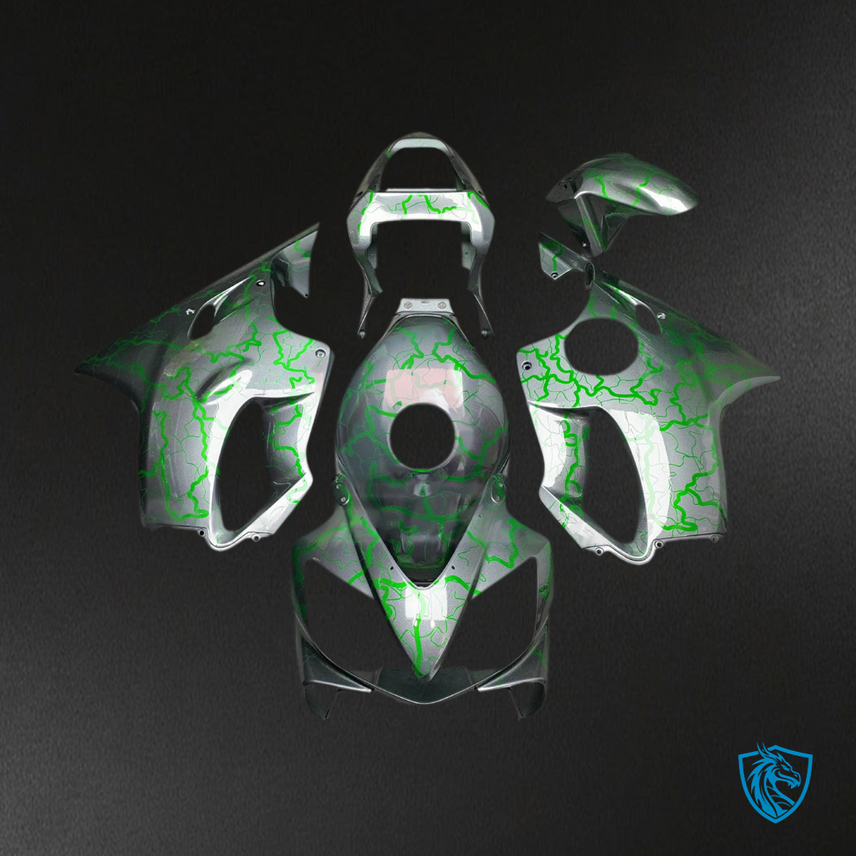 Honda CBR600 F4i (2001-2003) Fairing Kit - Grey and Green Line - ABS Bodywork