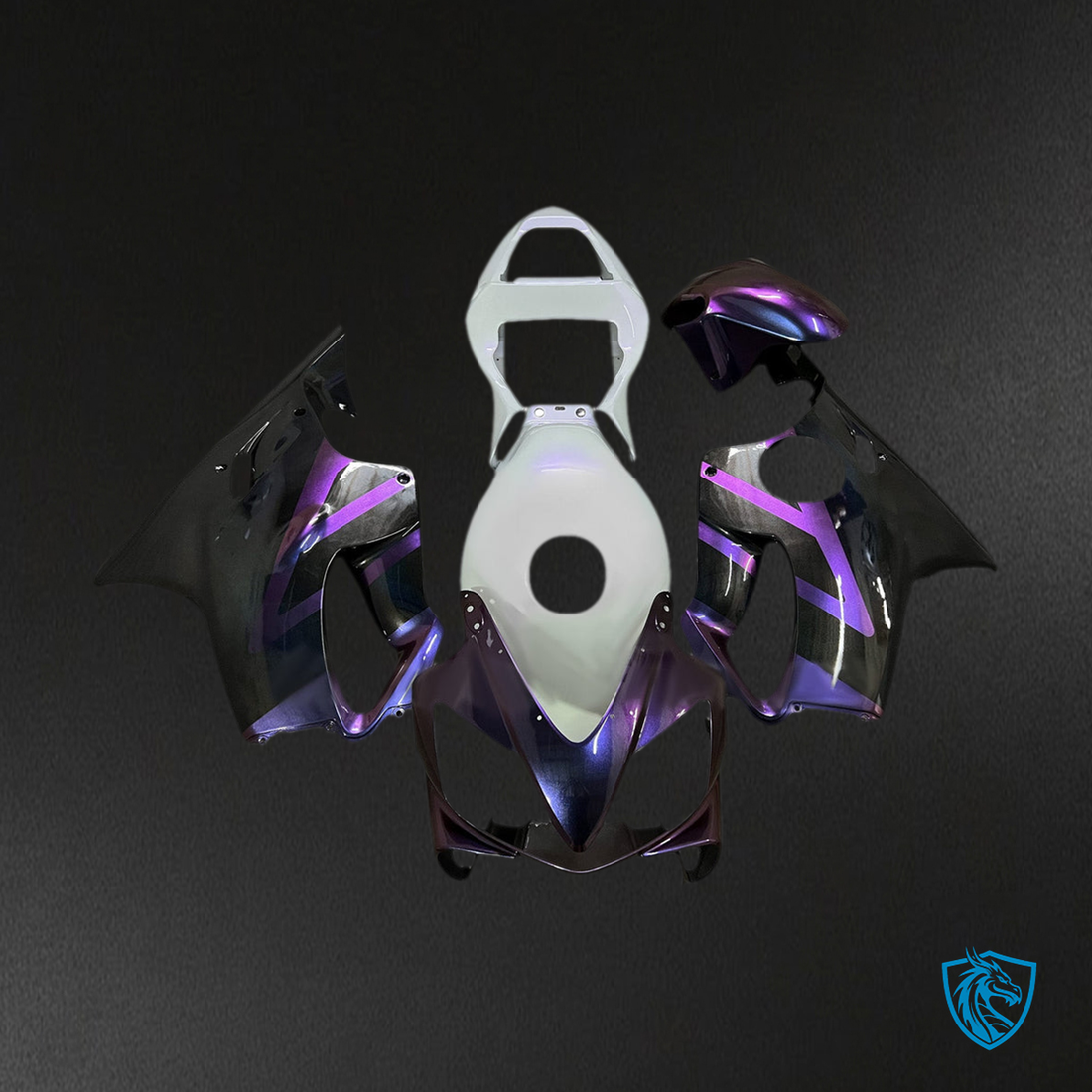 Honda CBR600 F4i (2001-2003) Fairing Kit - Gloss Black and Purple/White - ABS Bodywork