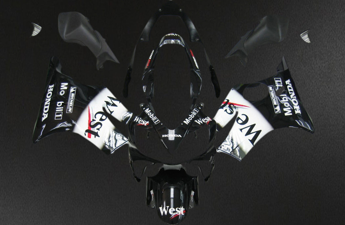 Honda CBR 600 F4i, (2004-2007) Fairings Kit - Black and White - ABS Bodywork
