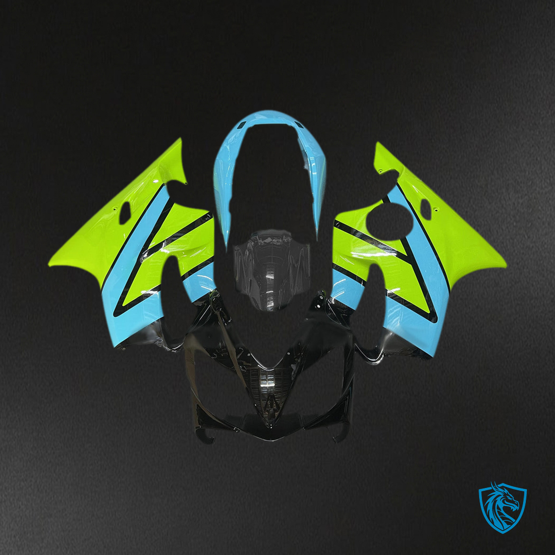 Honda CBR600 F4i (2004-2007) - Fairing Kit - Sky Blue and Neon Green ABS Bodywork