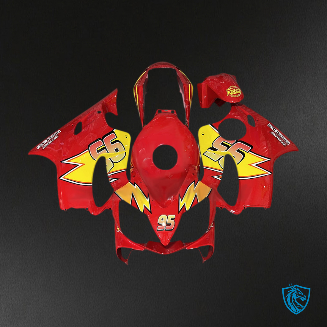 Honda CBR600 F4i (2004-2007) - Fairing Kit - Gloss Red & Yellow “Lightning McQueen" ABS Bodywork