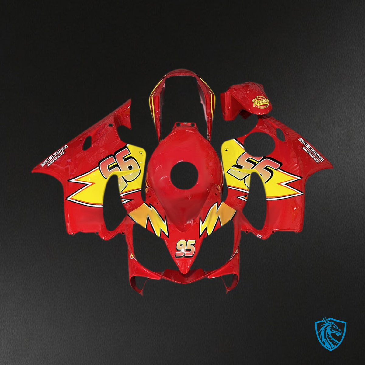 Honda CBR600 F4i (2004-2007) - Fairing Kit - Gloss Red & Yellow “Lightning McQueen" ABS Bodywork