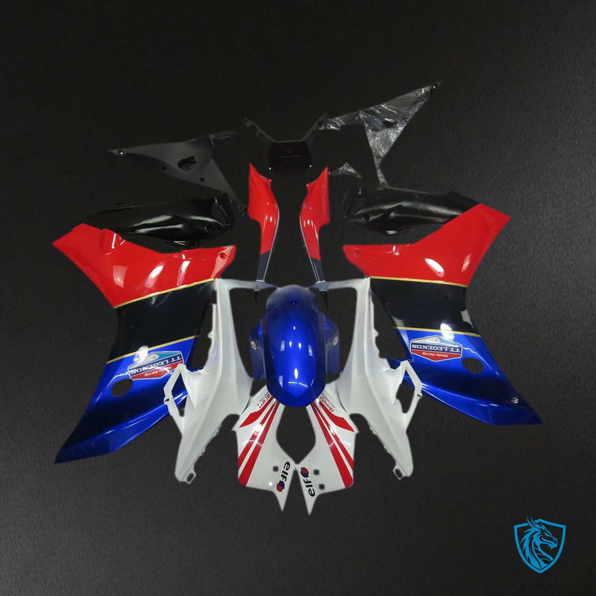 Honda CBR600F (2011-2013) Fairing Kit - Tri Color Stripe (Red, Black, Blue) ABS Bodywork