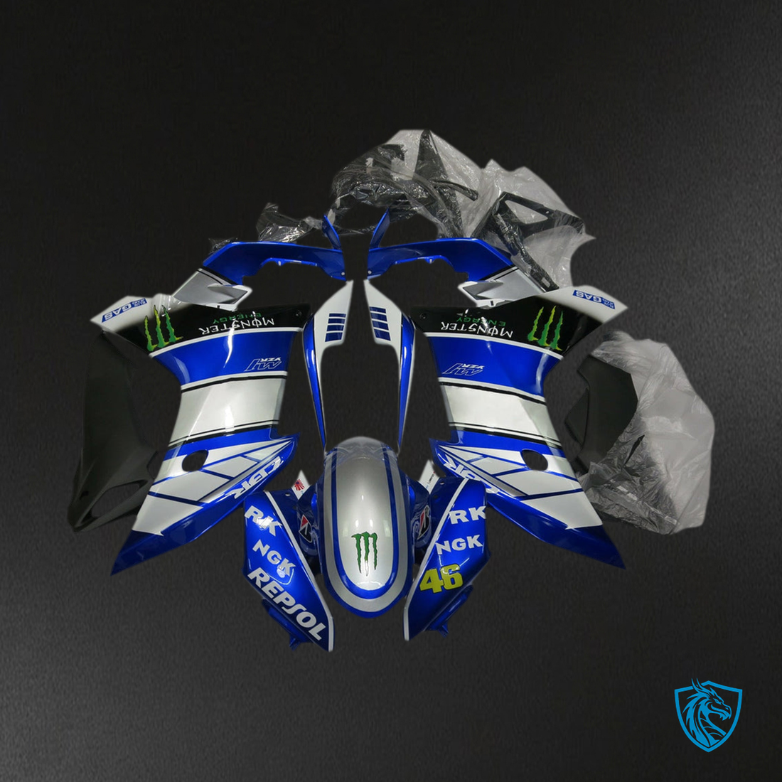 Honda CBR600F (2011-2013) Fairing Kit- Monster Blue and Silver ABS Bodywork