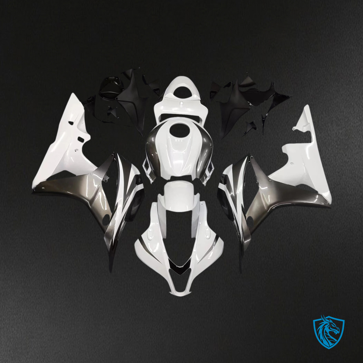 Honda CBR600RR (2007 2008) White & Black - Fairing Kit