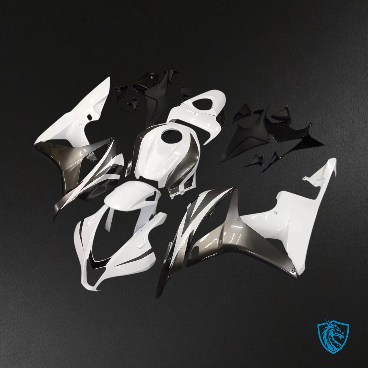 Honda CBR600RR (2007 2008) White & Black - Fairing Kit