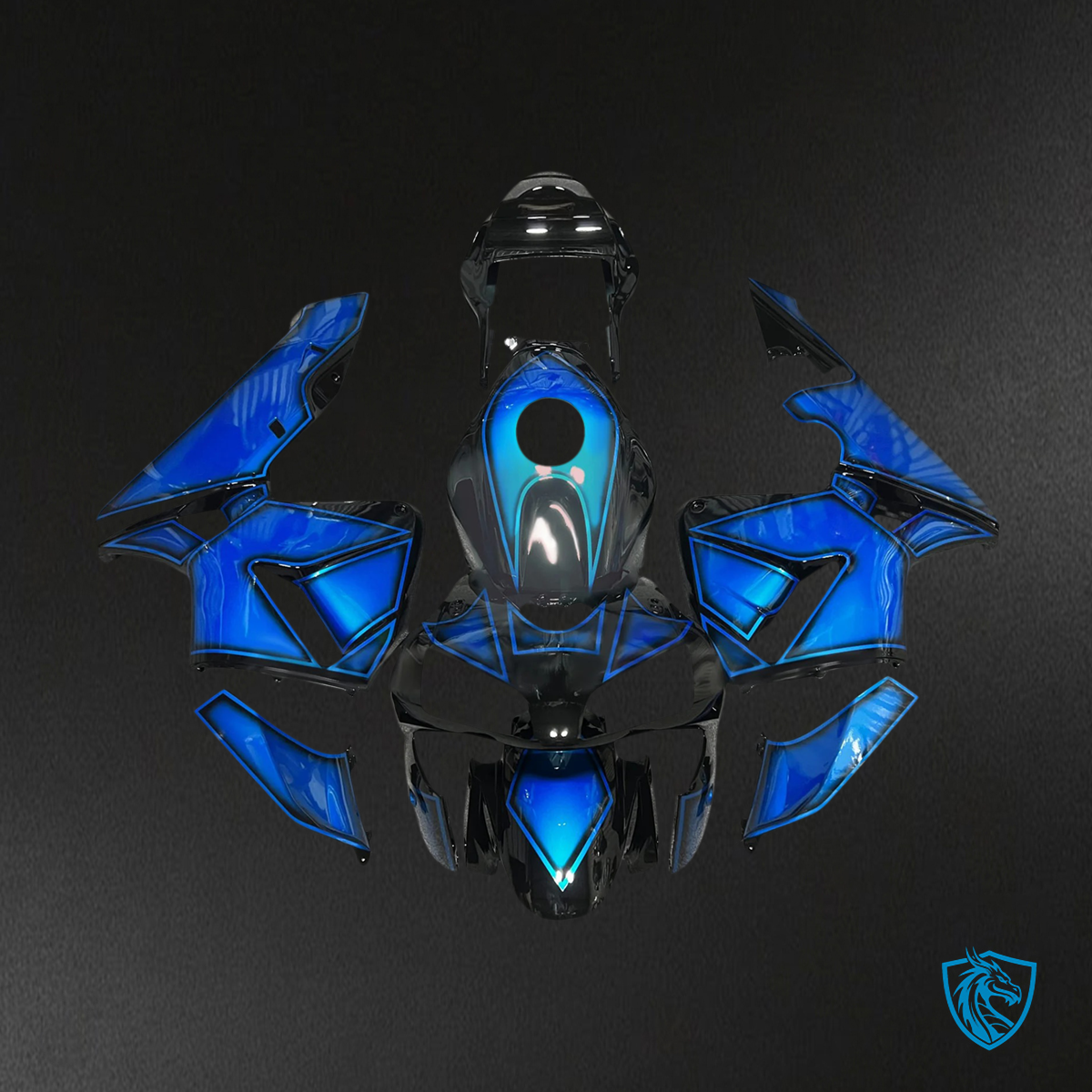 Honda CBR600RR (2003-2004) Black & Blue - Fairing Kit