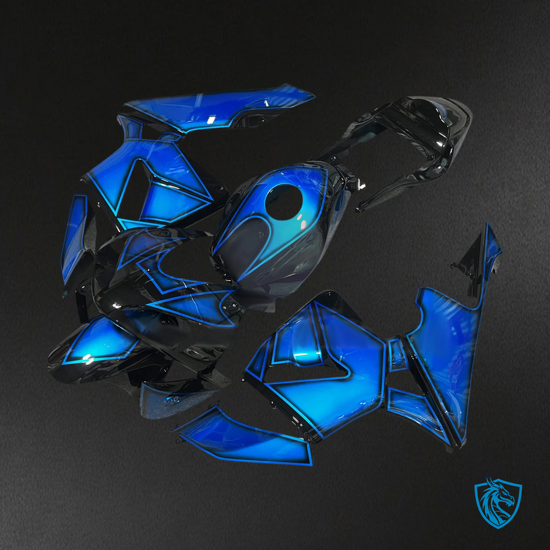 Honda CBR600RR (2003-2004) Black & Blue - Fairing Kit