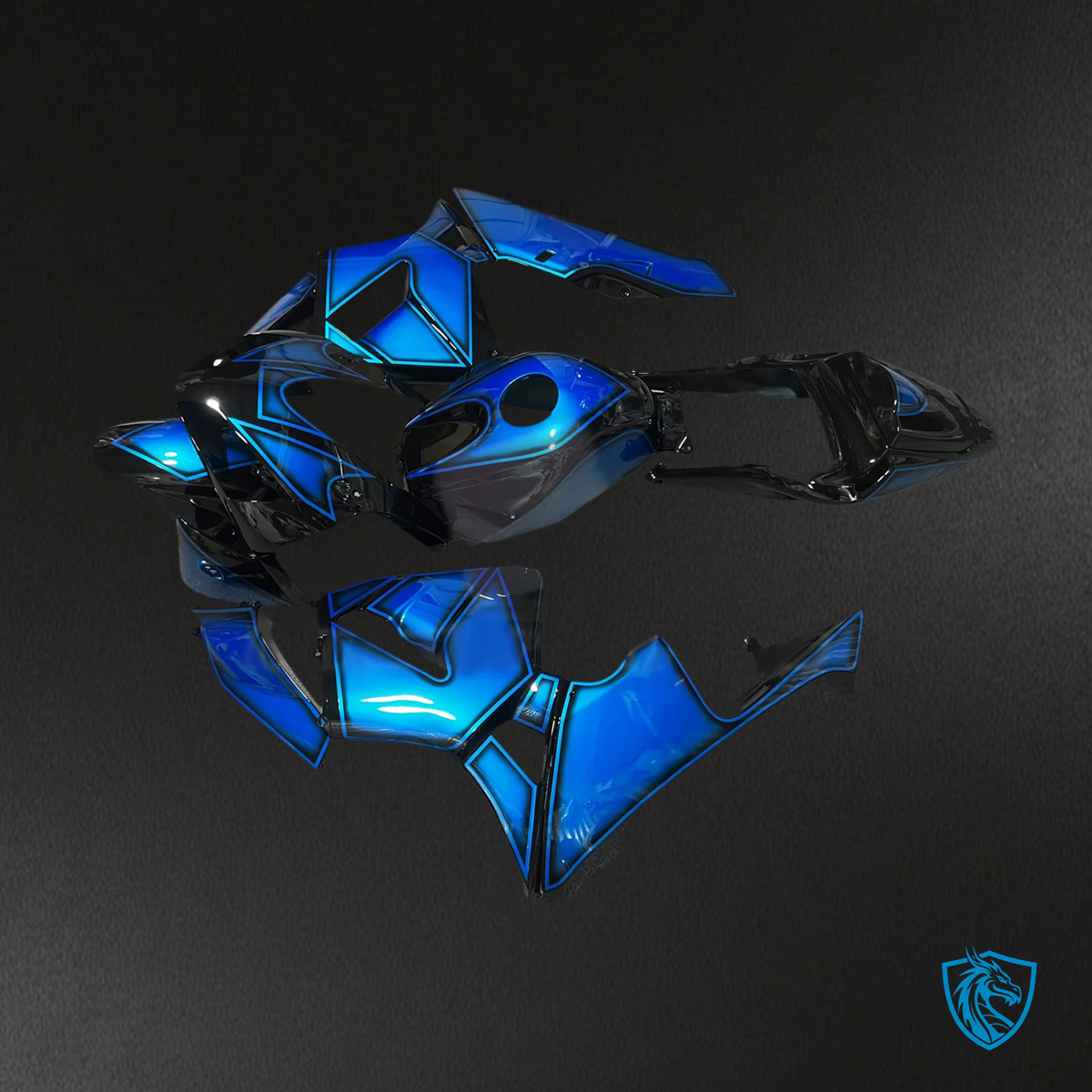 Honda CBR600RR (2003-2004) Black & Blue - Fairing Kit