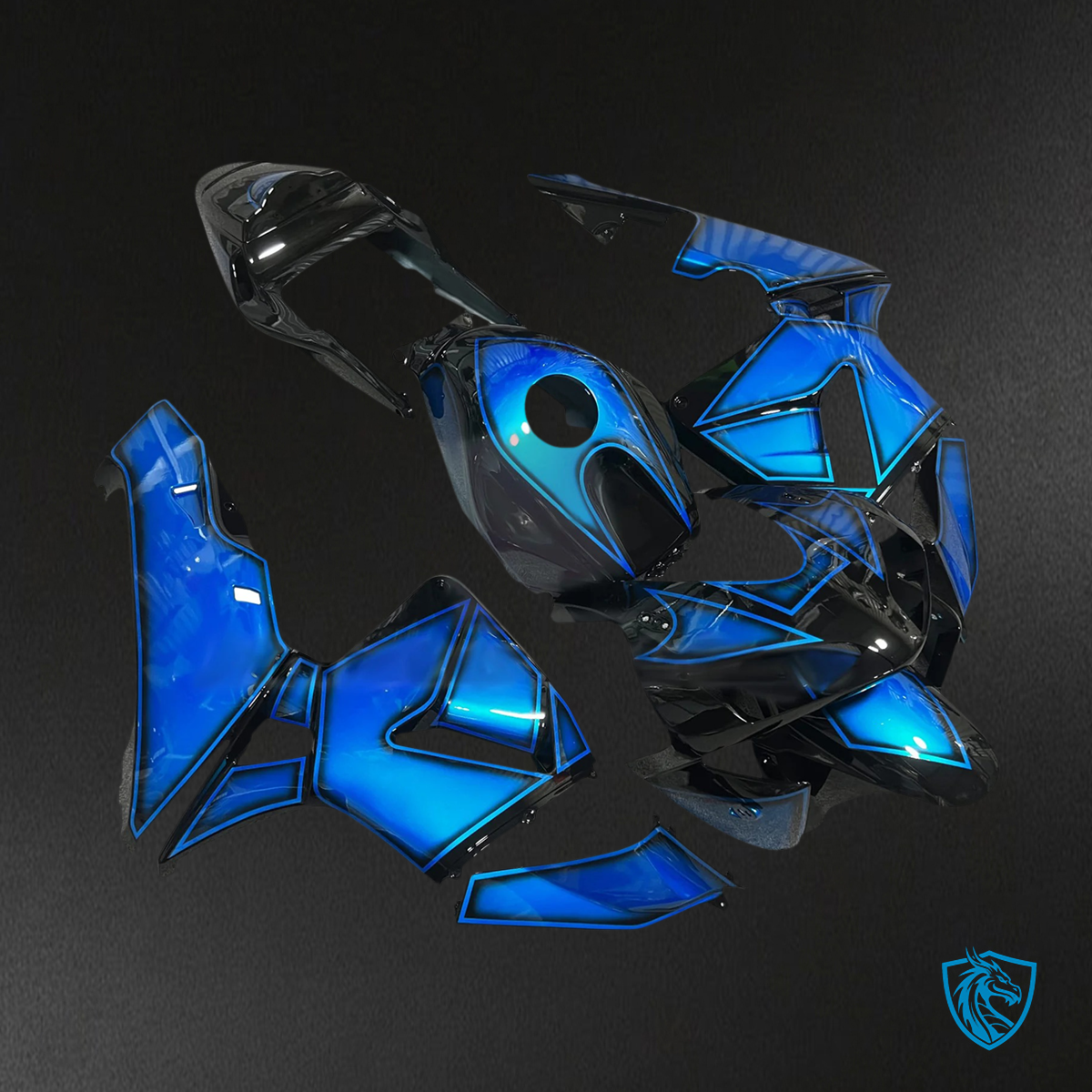 Honda CBR600RR (2003-2004) Black & Blue - Fairing Kit