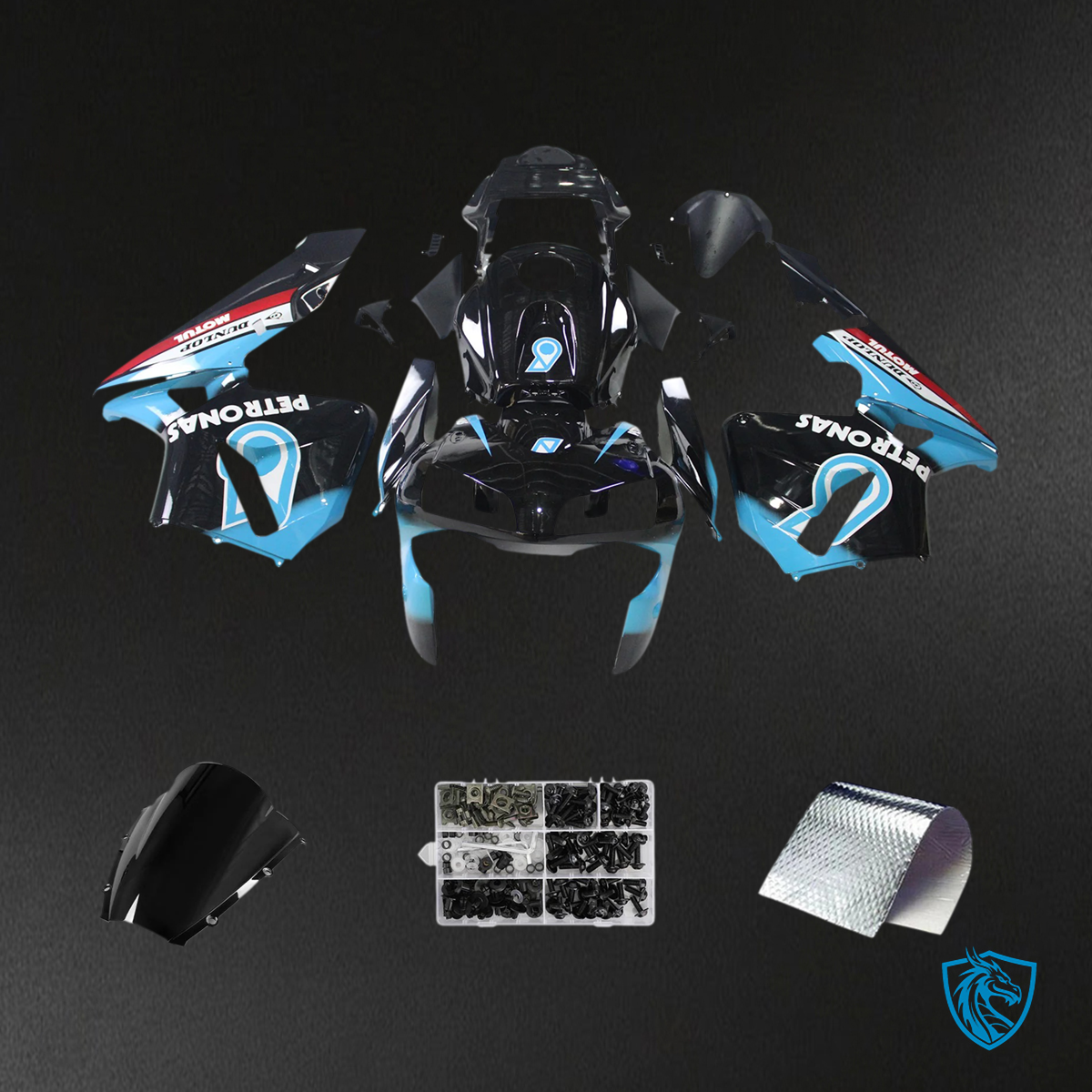 Honda CBR600RR (2003-2004) Black Blue & Red - Fairing Kit
