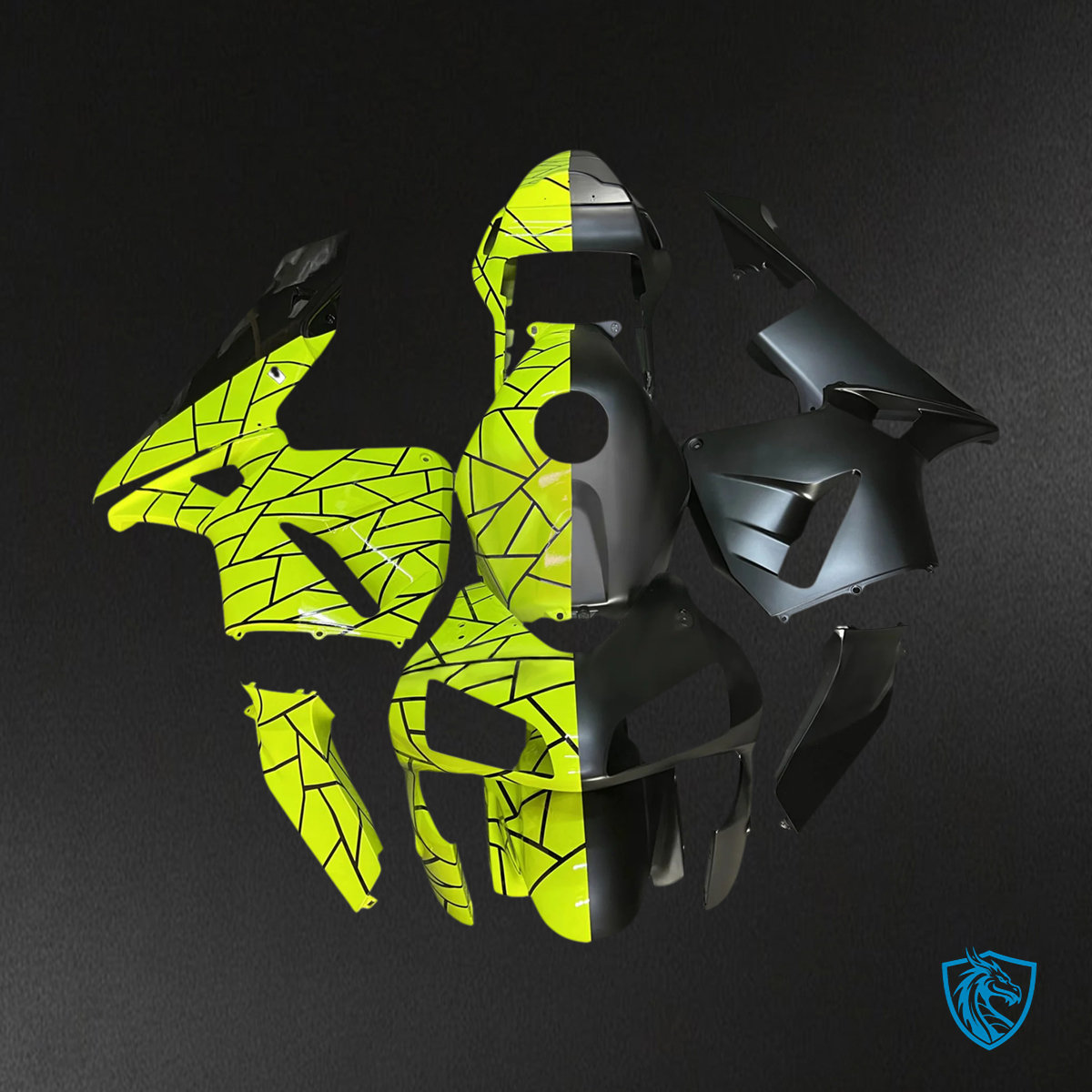 Honda CBR600RR (2003-2004) Black & Light Green - Fairing Kit