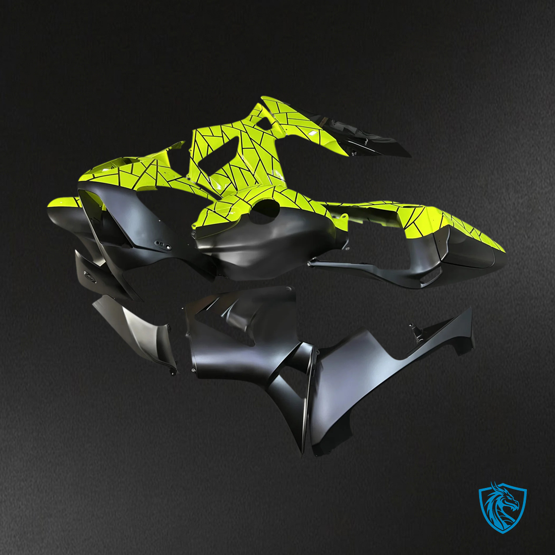 Honda CBR600RR (2003-2004) Black & Light Green - Fairing Kit
