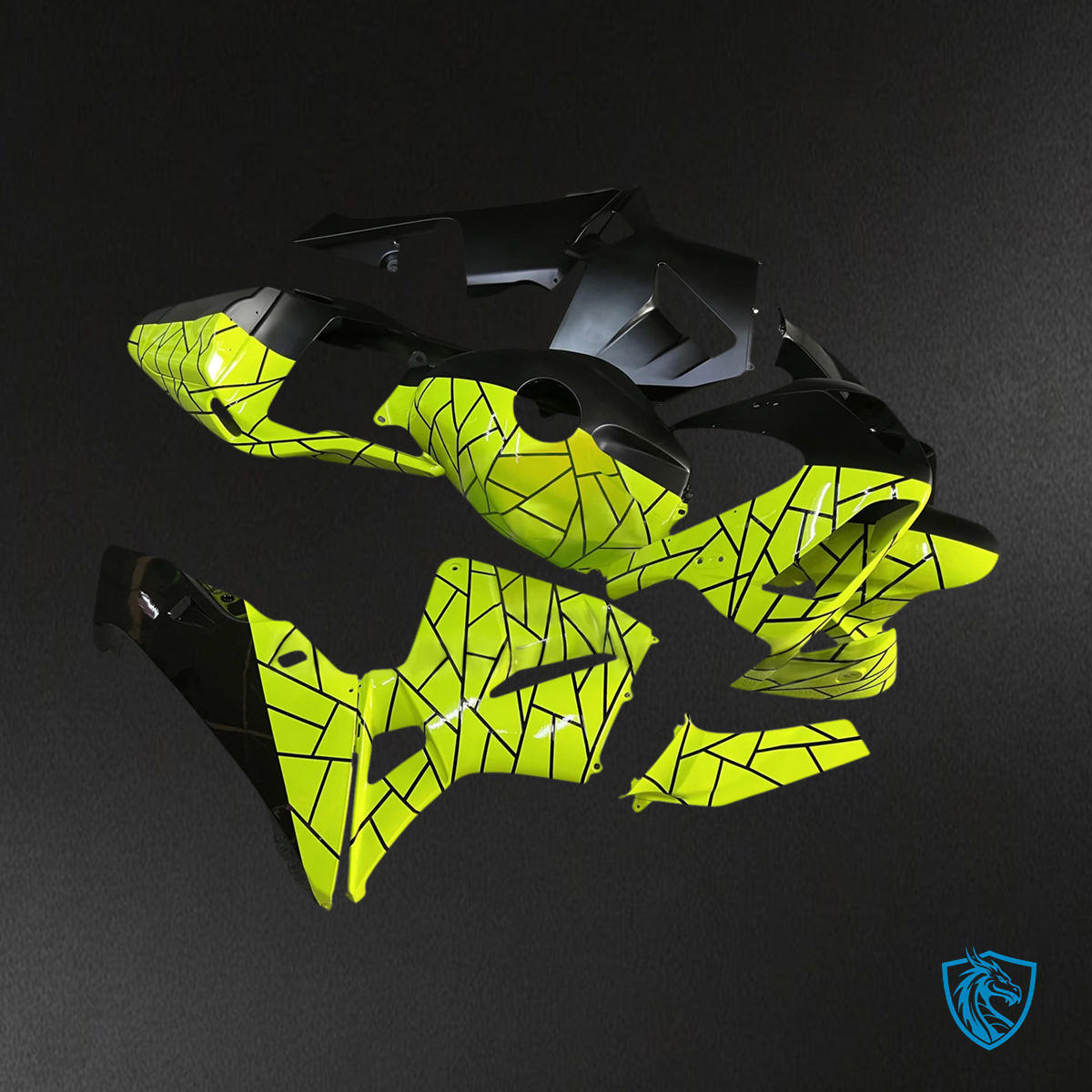 Honda CBR600RR (2003-2004) Black & Light Green - Fairing Kit