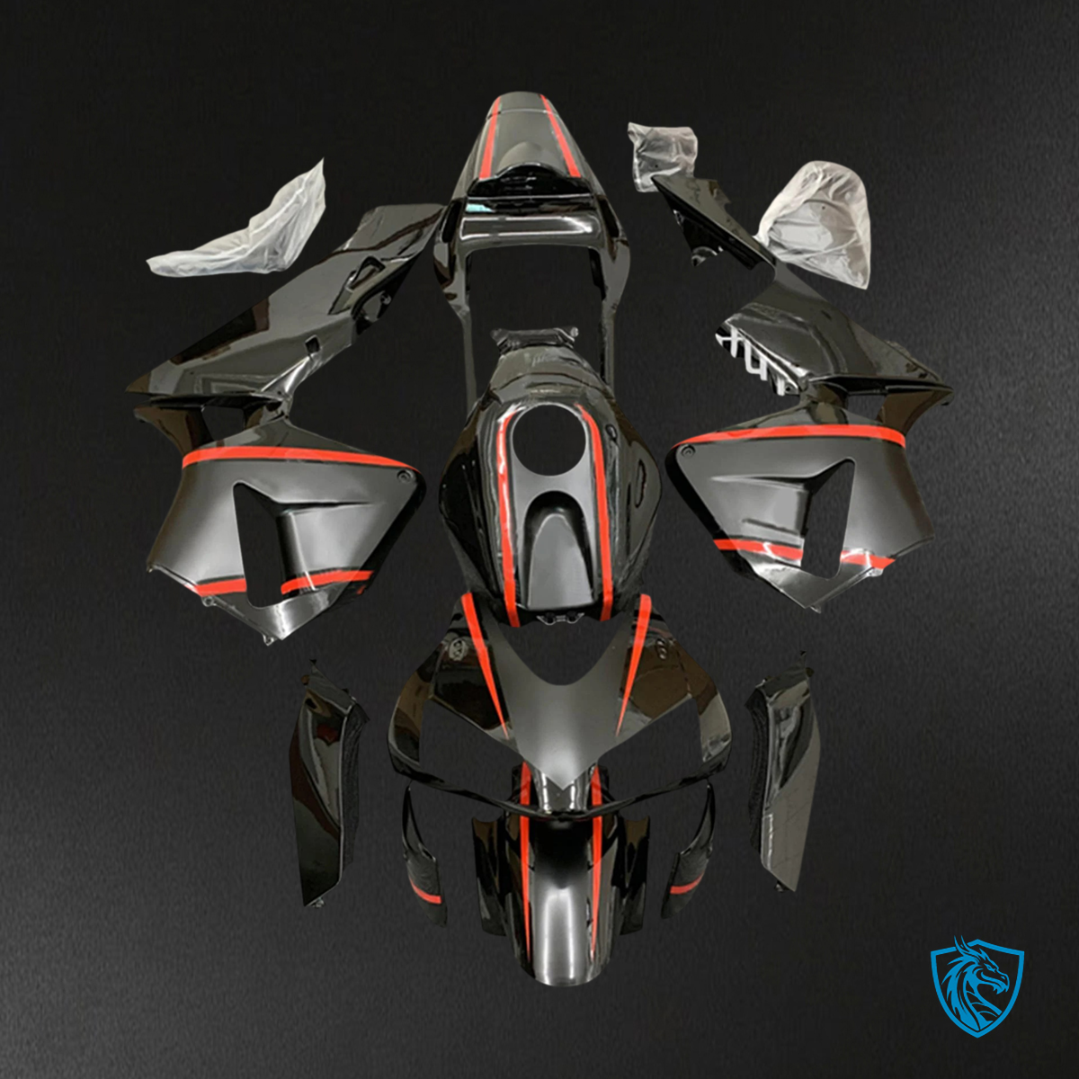 Honda CBR600RR (2003-2004) Black & Orange - Fairing Kit