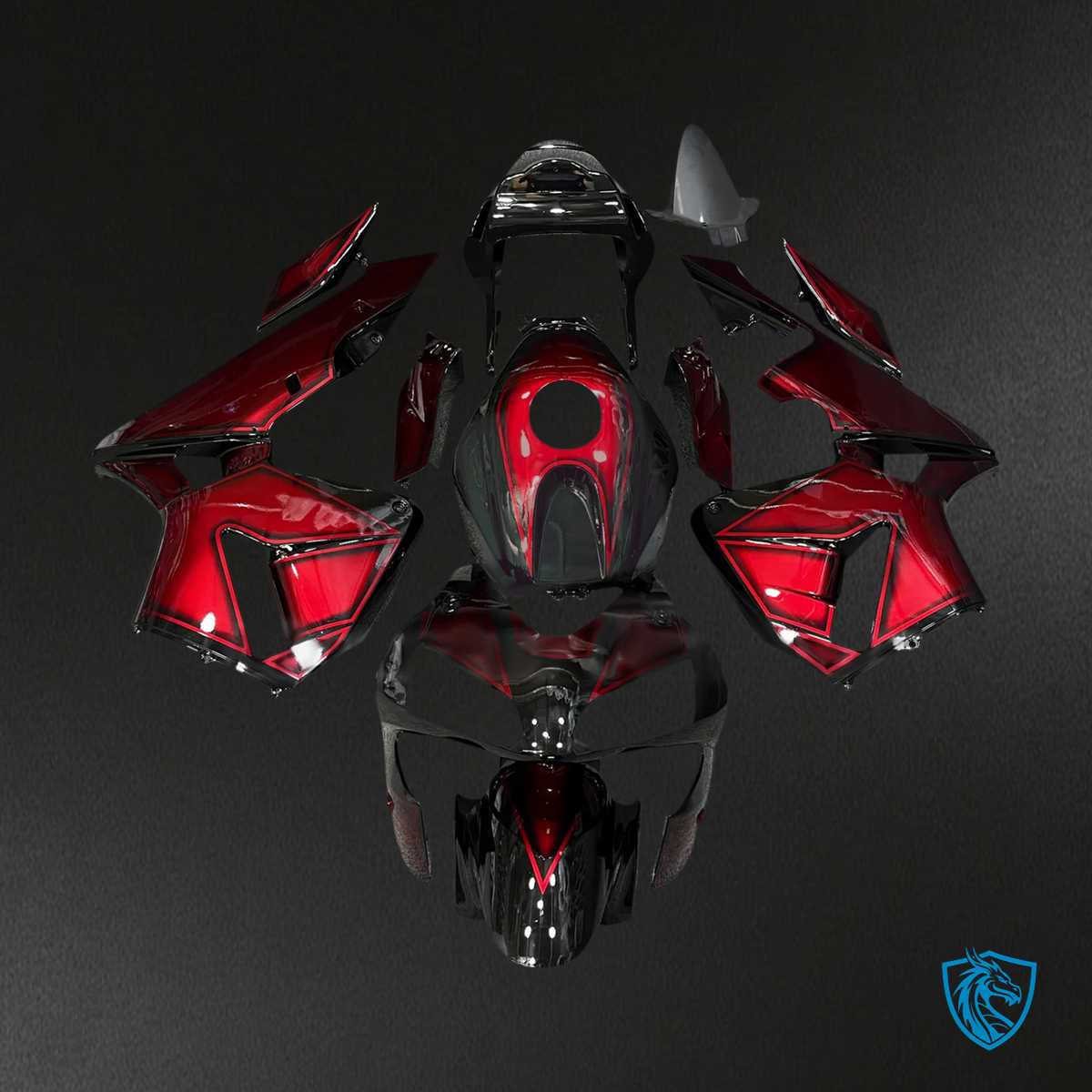 Honda CBR600RR (2003-2004) Black & Red - Fairing Kit