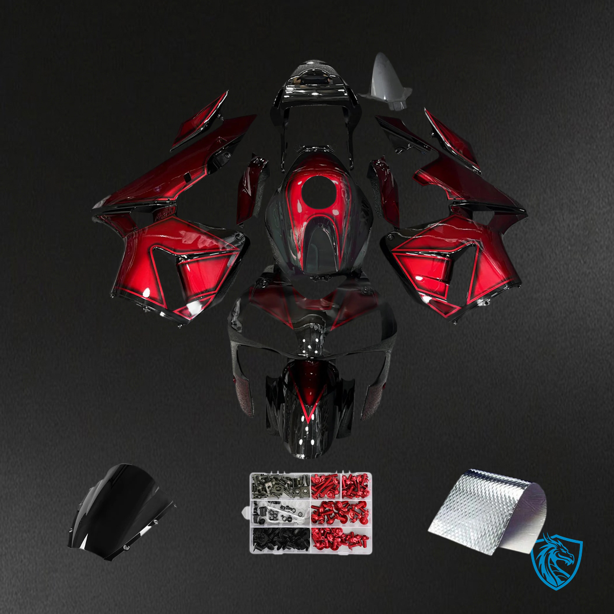 Honda CBR600RR (2003-2004) Black & Red - Fairing Kit