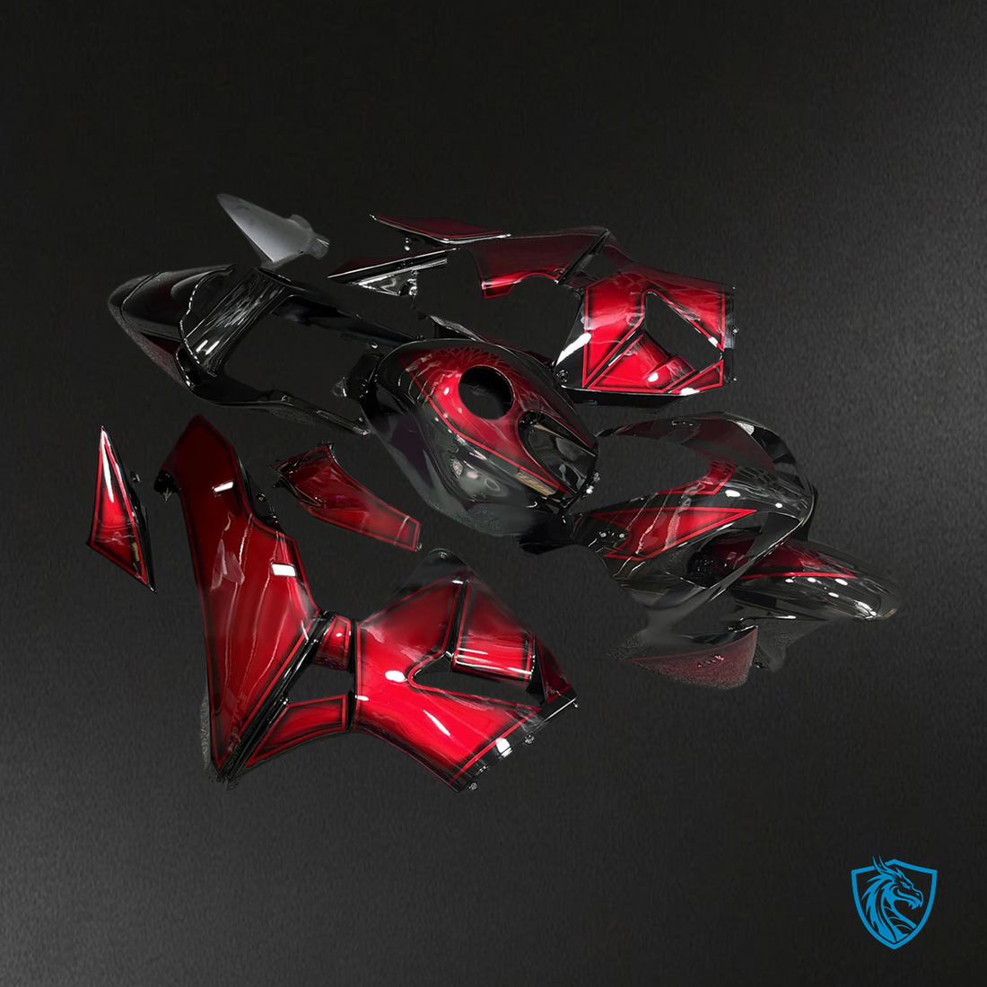 Honda CBR600RR (2003-2004) Black & Red - Fairing Kit