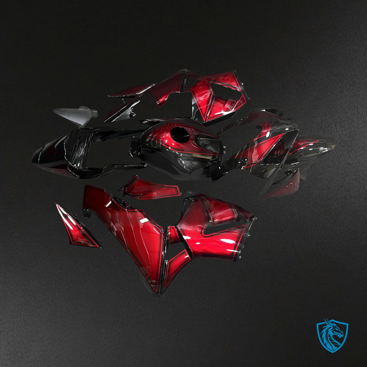 Honda CBR600RR (2003-2004) Black & Red - Fairing Kit