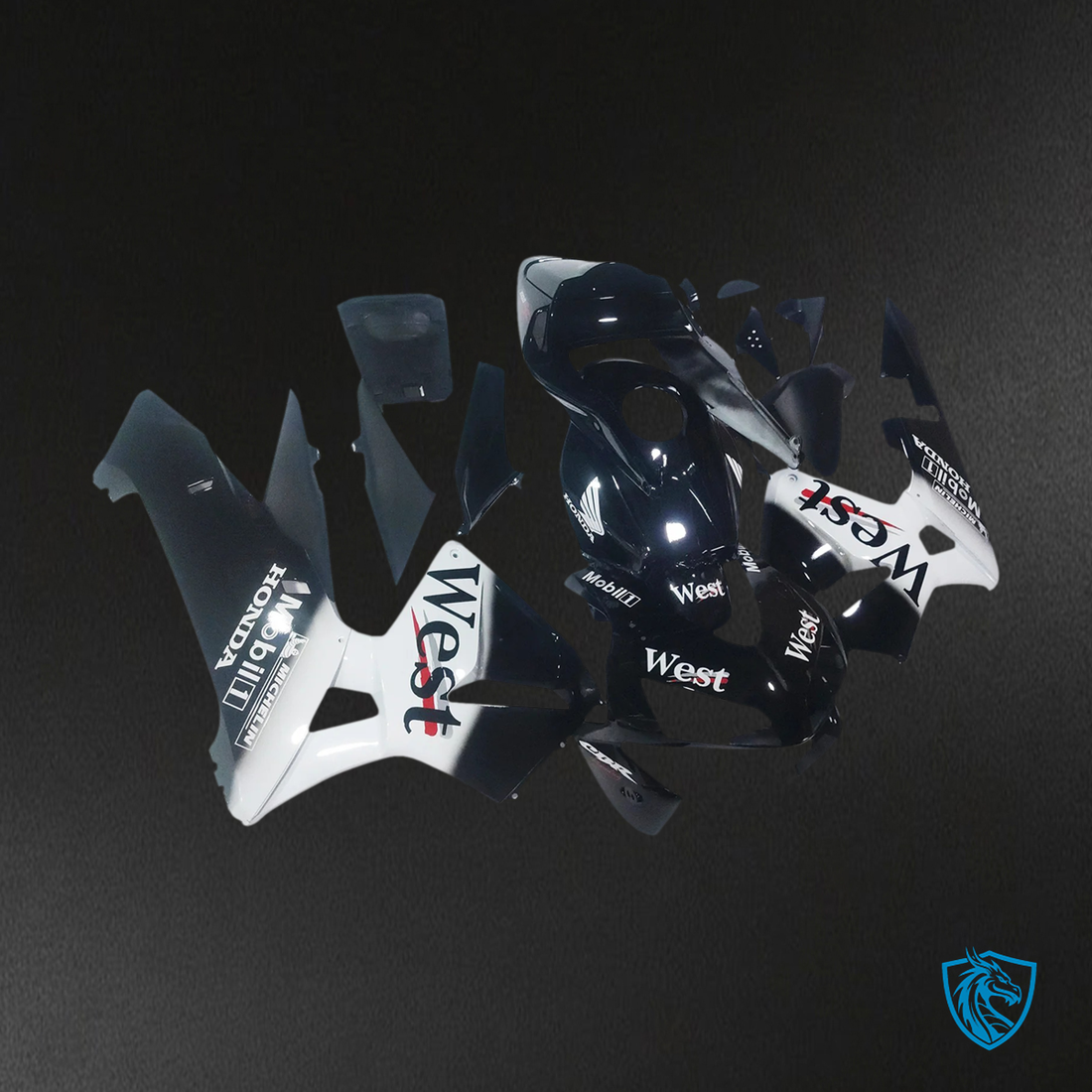 Honda CBR600RR (2003-2004) Black & White - Fairing Kit