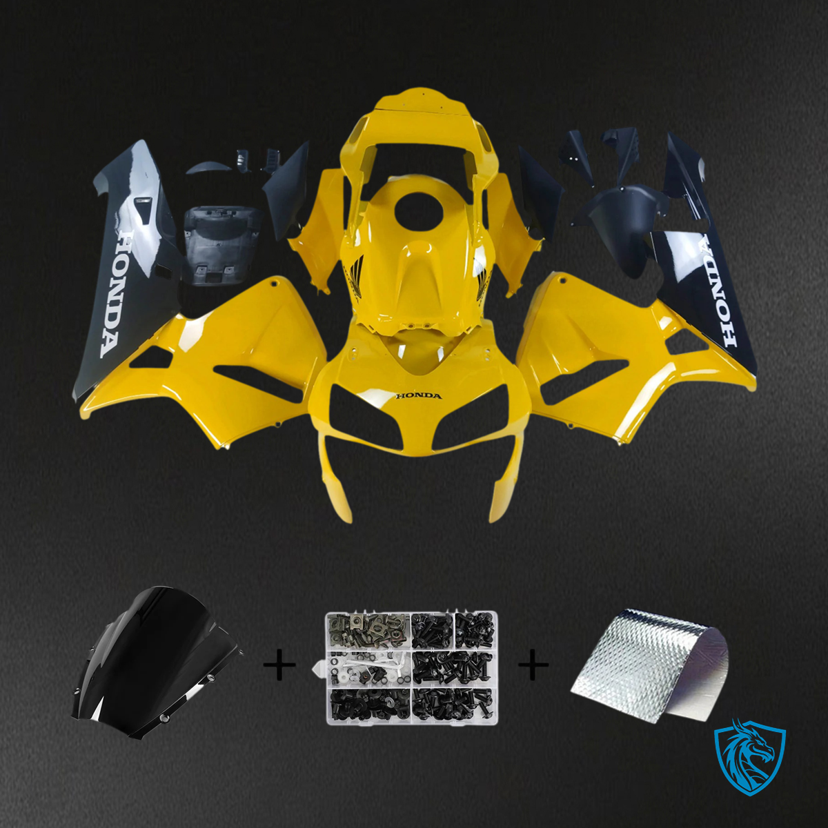 Honda CBR600RR (2003-2004) Black & Yellow - Fairing Kit