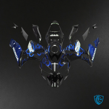 Honda CBR600RR (2003-2004) Black & Blue Flame Generic Fairings Kit - Aftermarket ABS Bodywork