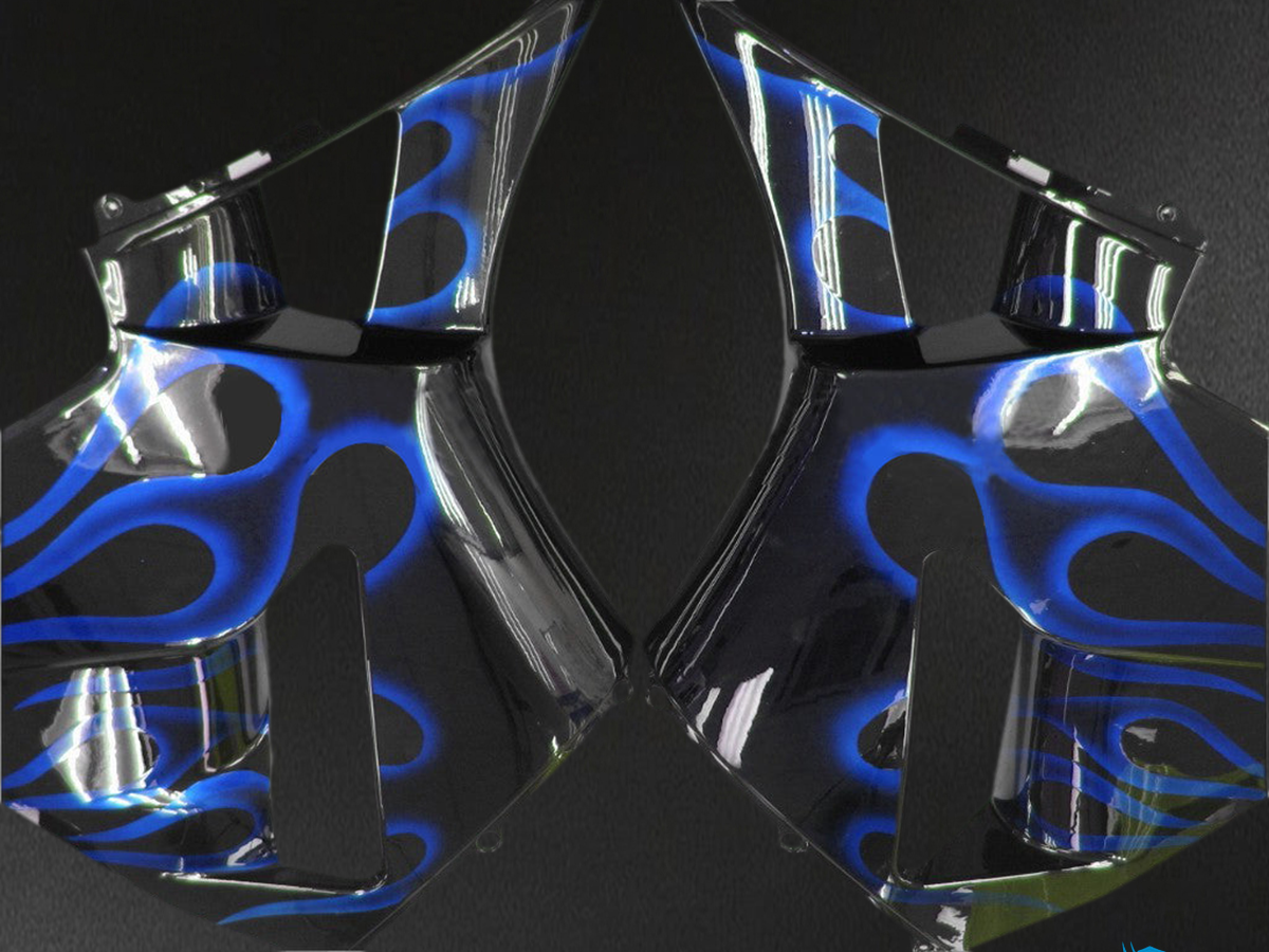 Honda CBR600RR (2003-2004) Black & Blue Flame Generic Fairings Kit - Aftermarket ABS Bodywork