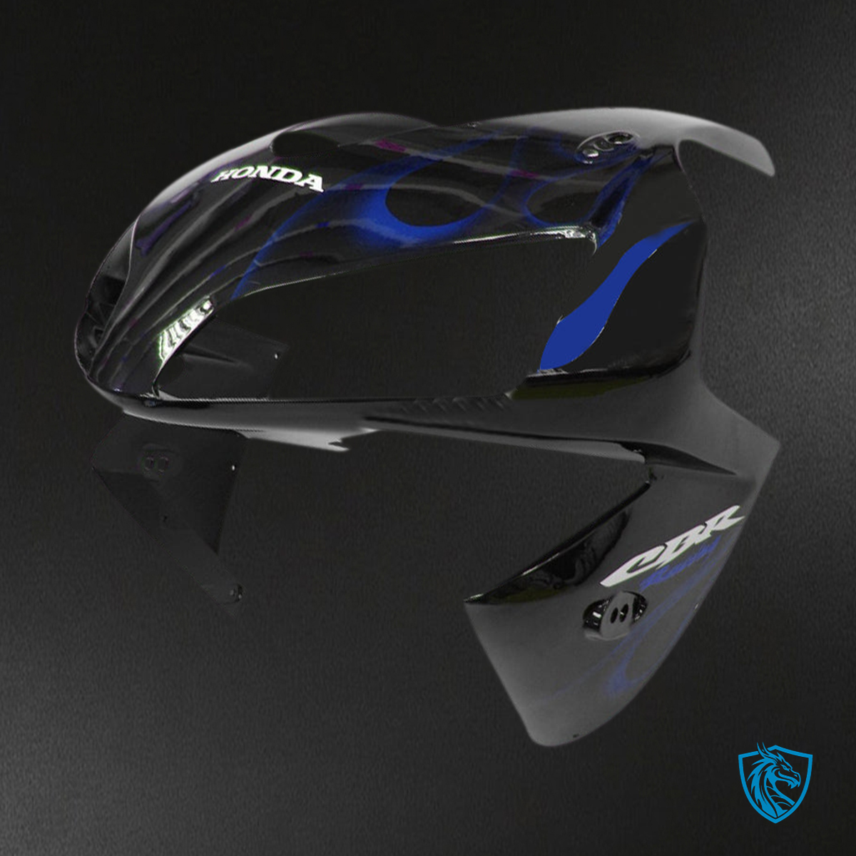 Honda CBR600RR (2003-2004) Black & Blue Flame Generic Fairings Kit - Aftermarket ABS Bodywork
