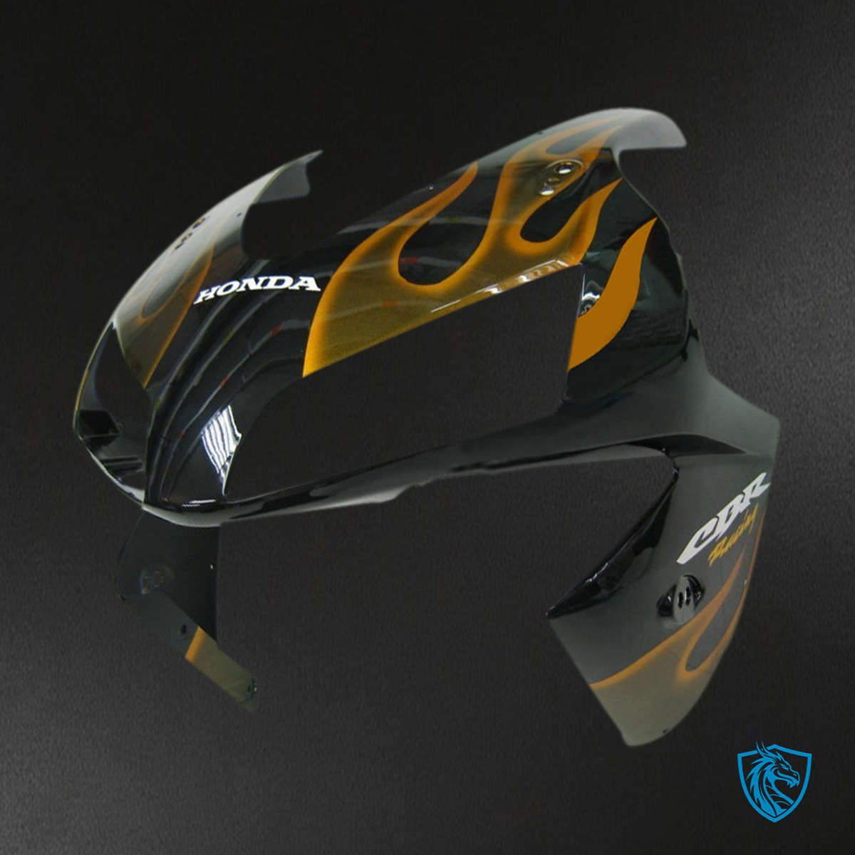 Honda CBR600RR (2003-2004) Black & Gold Flame Generic - Custom ABS Fairing Kit