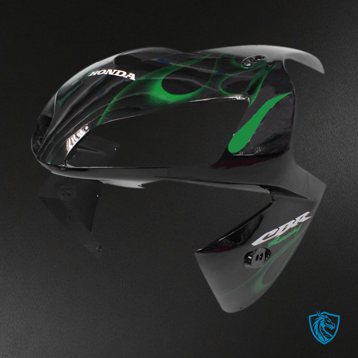 Honda CBR600RR (2003-2004) Black & Green Flame Generic Fairings Kit | ABS Bodywork