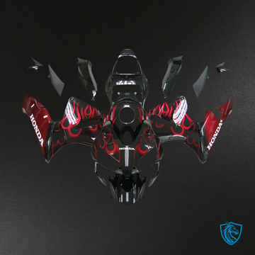 Honda CBR600RR (2003-2004) Black & Red Flame - MERGEment Motorcycle Fairings Kit