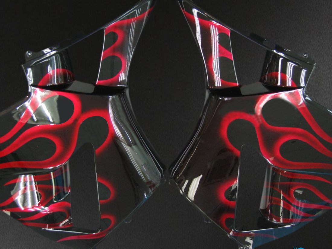 Honda CBR600RR (2003-2004) Black & Red Flame - MERGEment Motorcycle Fairings Kit