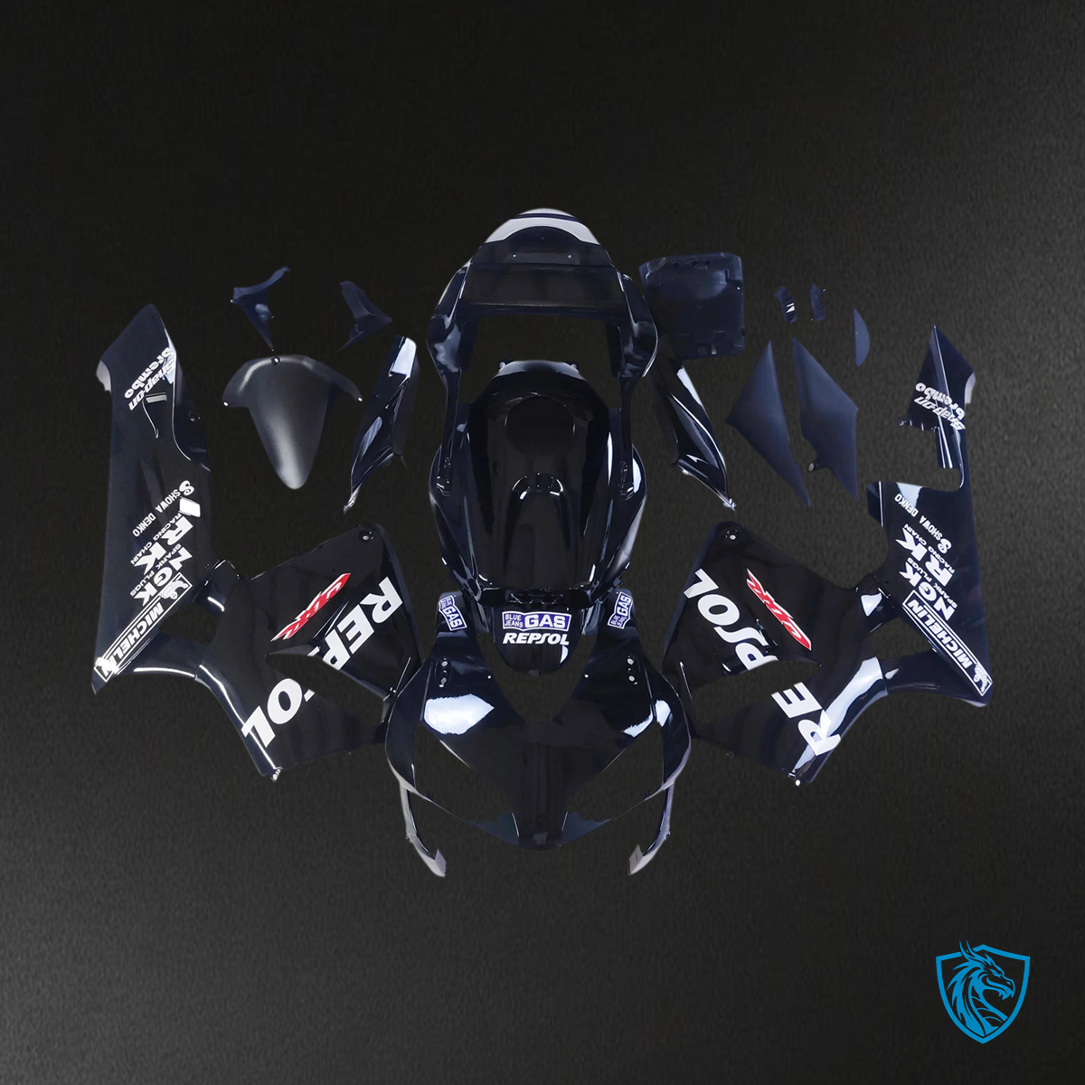 Honda CBR600RR (2003-2004) Black with Logo - Fairing Kit