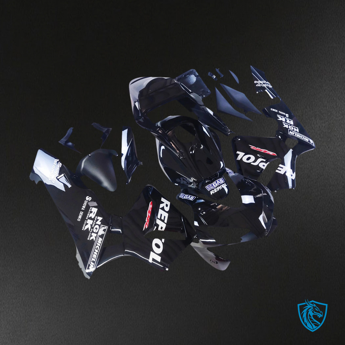 Honda CBR600RR (2003-2004) Black with Logo - Fairing Kit