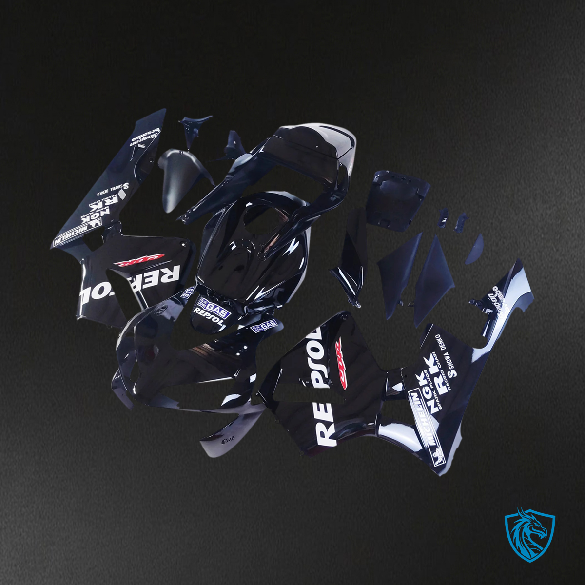 Honda CBR600RR (2003-2004) Black with Logo - Fairing Kit