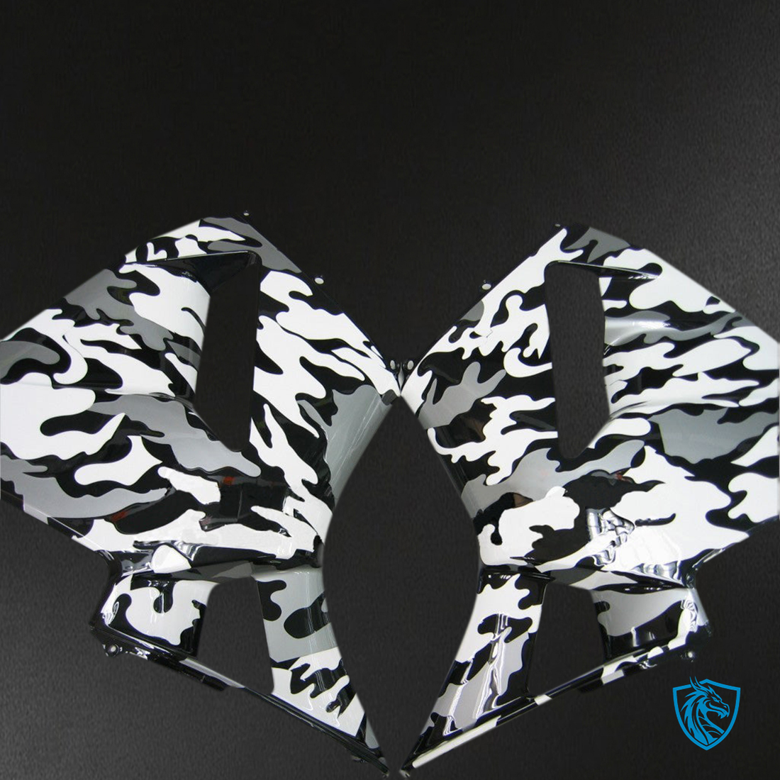 Honda CBR600RR (2003-2004) Blk White & Silver Camouflage Fairings Kit - Aftermarket ABS Bodywork