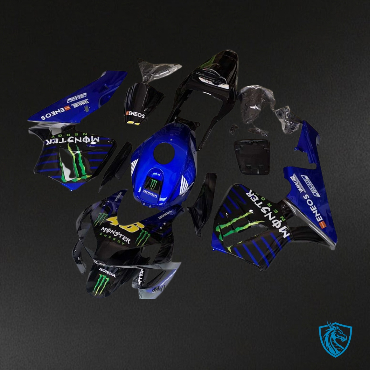 Honda CBR600RR (2003-2004) Blue & Black Monster Fairing Kit - Aftermarket ABS Bodywork