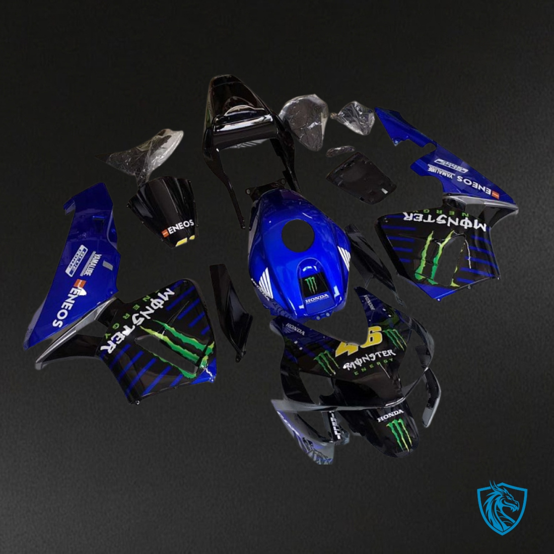 Honda CBR600RR (2003-2004) Blue & Black Monster Fairing Kit - Aftermarket ABS Bodywork