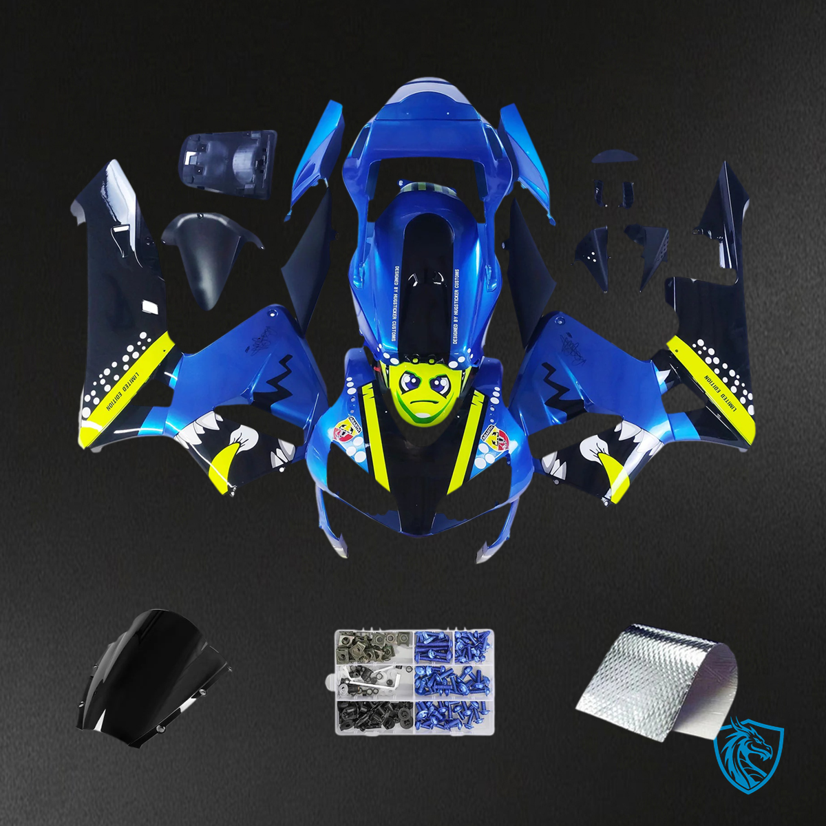 Honda CBR600RR (2003-2004) Blue & Green - Fairing Kit