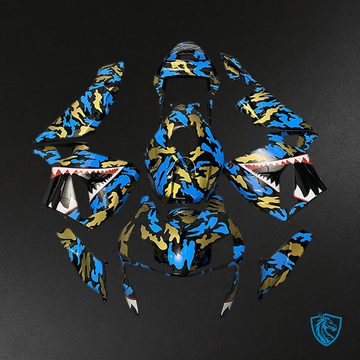 Honda CBR600RR (2003-2004) Blue & Gold Camo Motorcycle - Custom ABS Fairing Kit