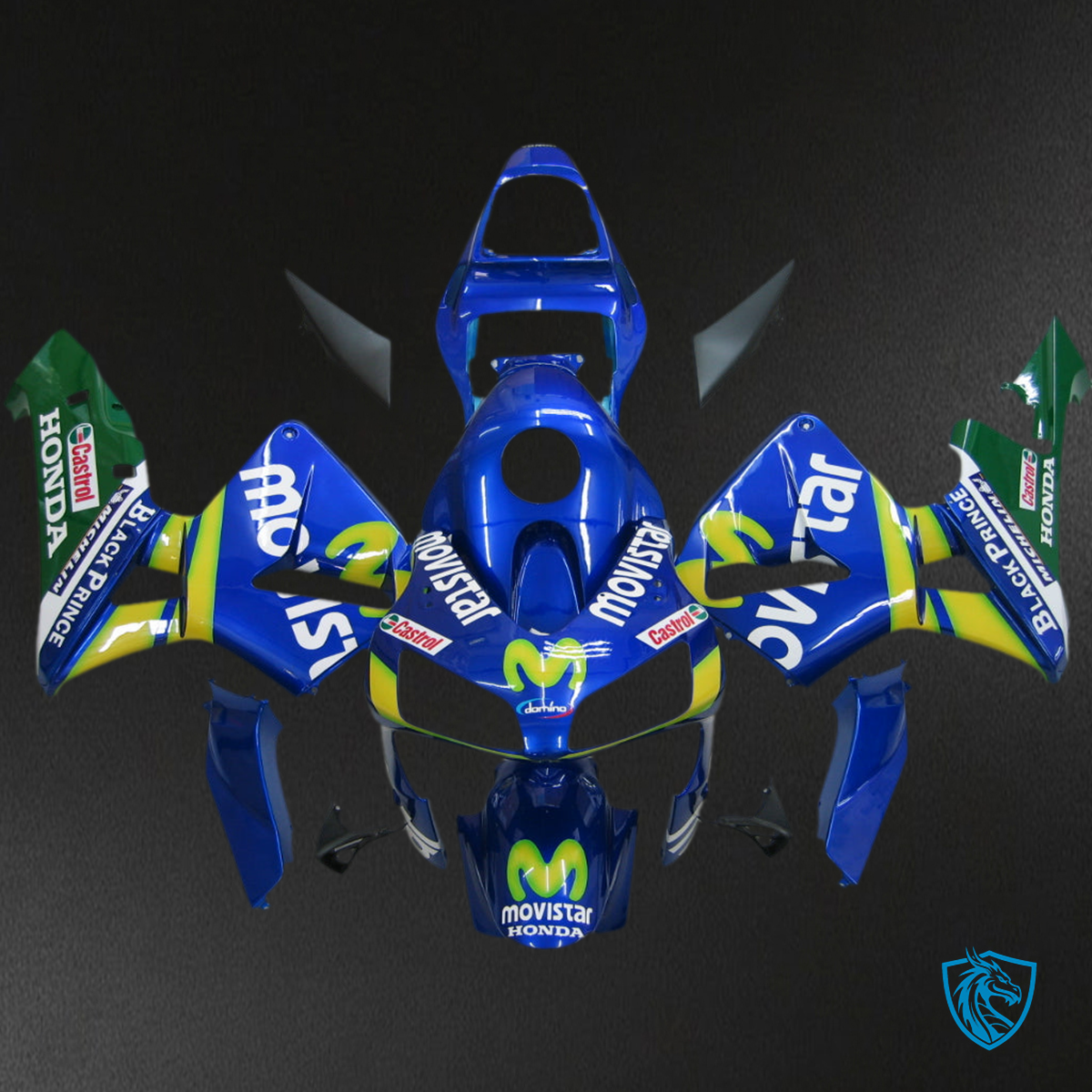 Honda CBR600RR (2003-2004) Blue & Green Movistar Generic Fairings Kit | ABS Bodywork
