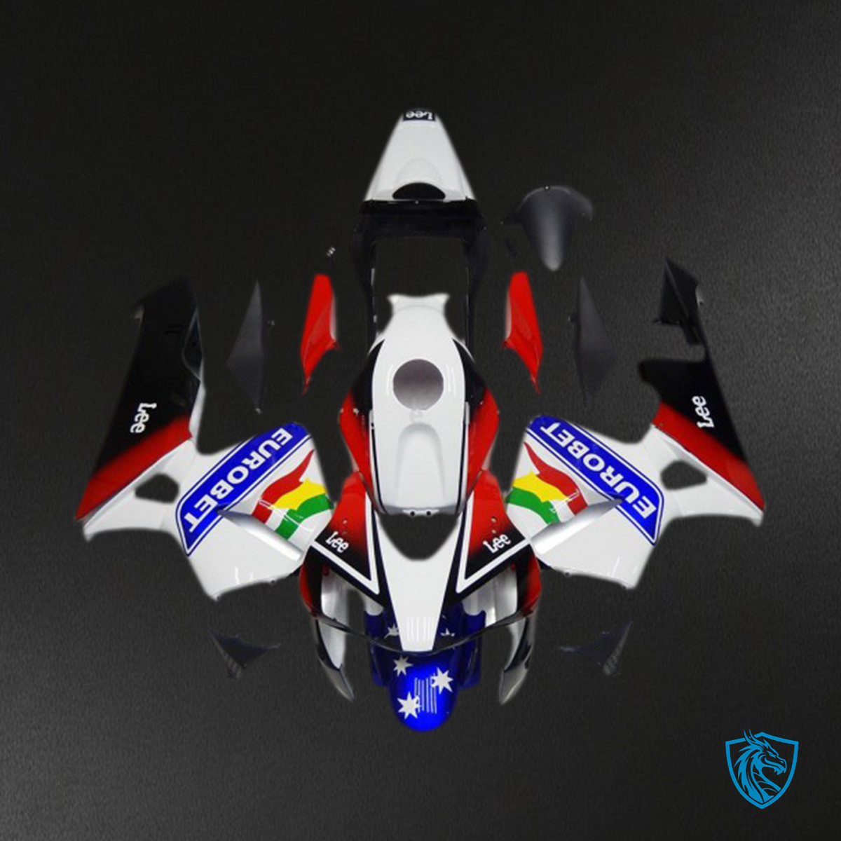 Honda CBR600RR (2003-2004) Whith, Red & Blue Fairing Kit - Aftermarket ABS Bodywork